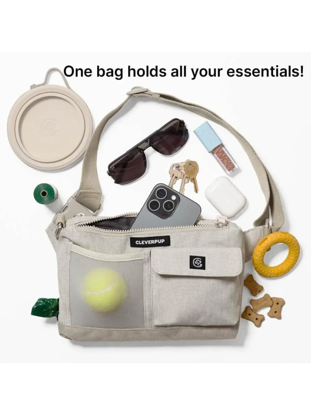 Hands-Free 2-in-1 Dog Walking Bag - Versatile, Stylish, Sand Color, Perfect for